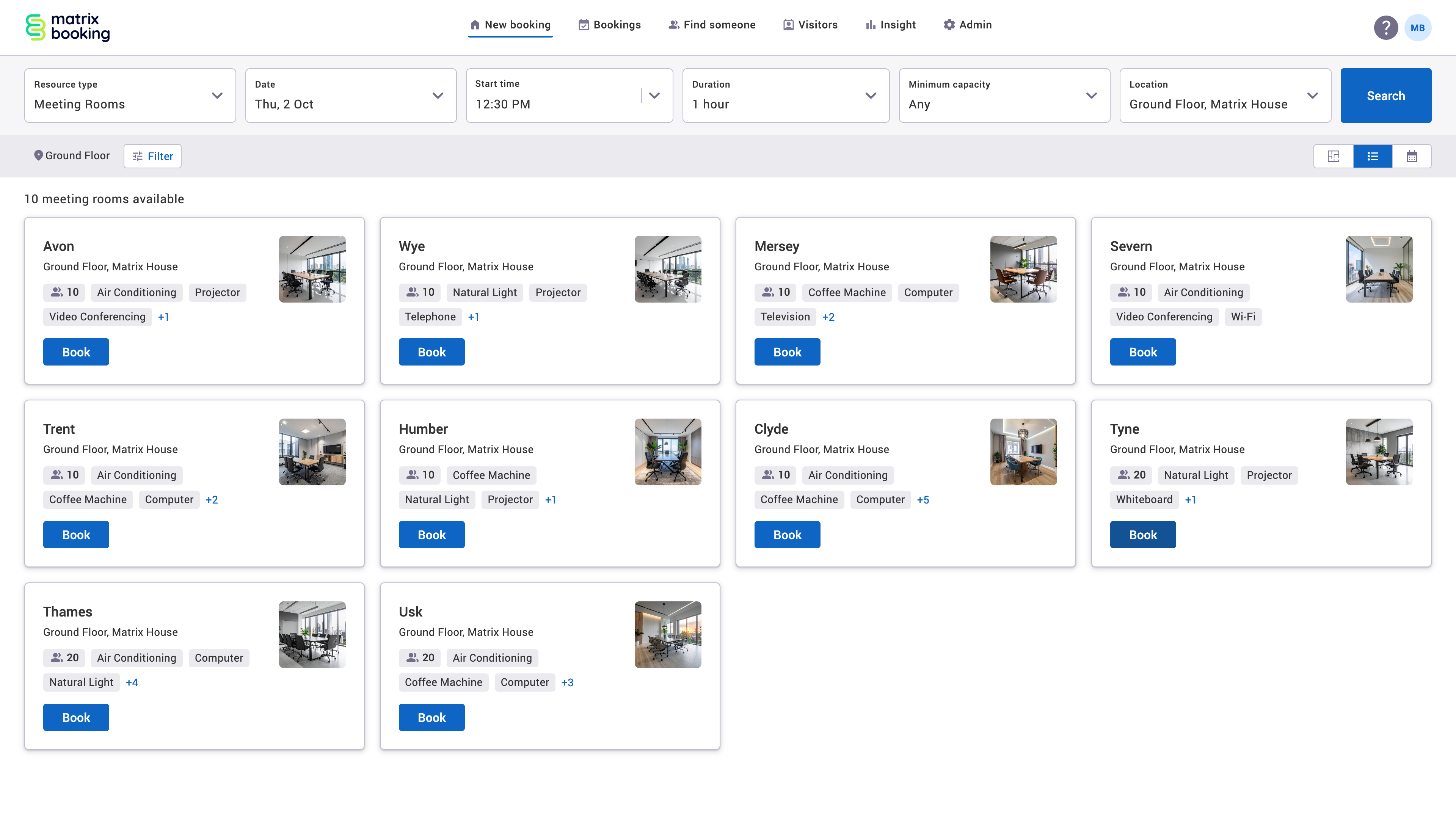 Redesigned view as list search results on the new booking screen.