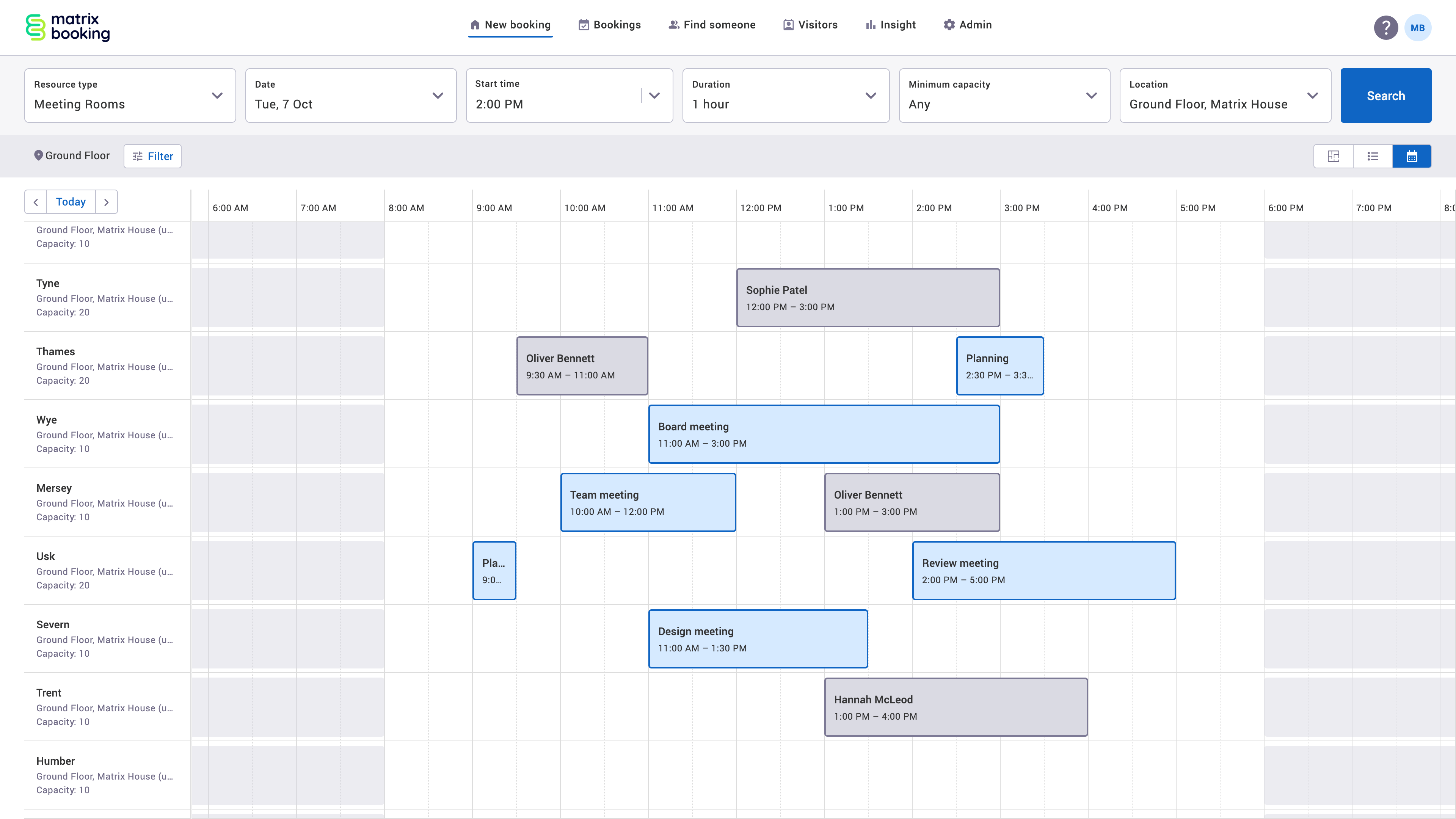 Redesigned view as schedule search results on the new booking screen.