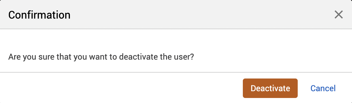 Deactivate user confirmation pop-up.