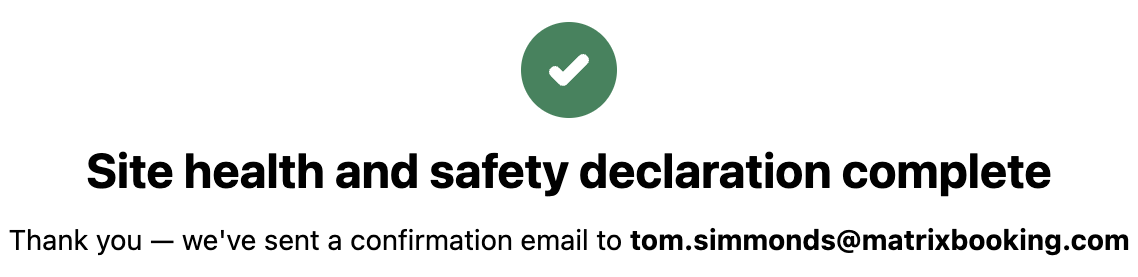 Page confirmation of complete declaration.