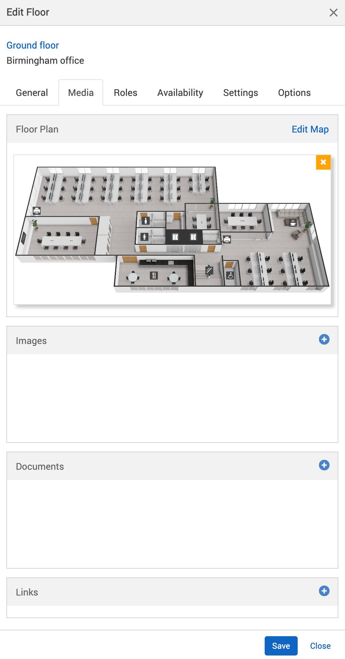 Uploaded floor plan in the edit floor pop-up.