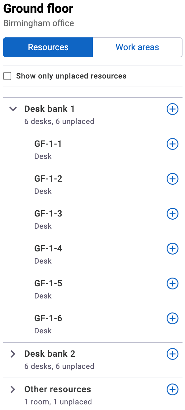 Side menu with the expanded dropdown of unmapped resources.