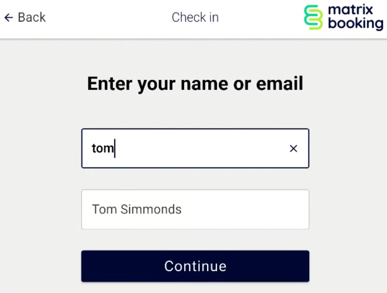 Welcome app enter your name or email screen.