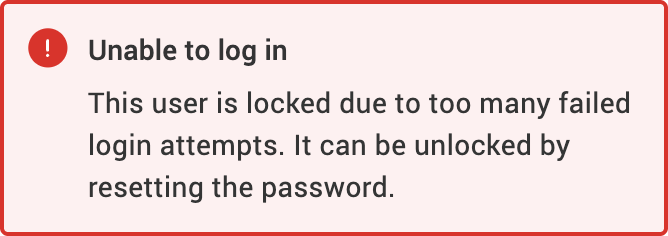 Too many failed login attempts error message from the login page..