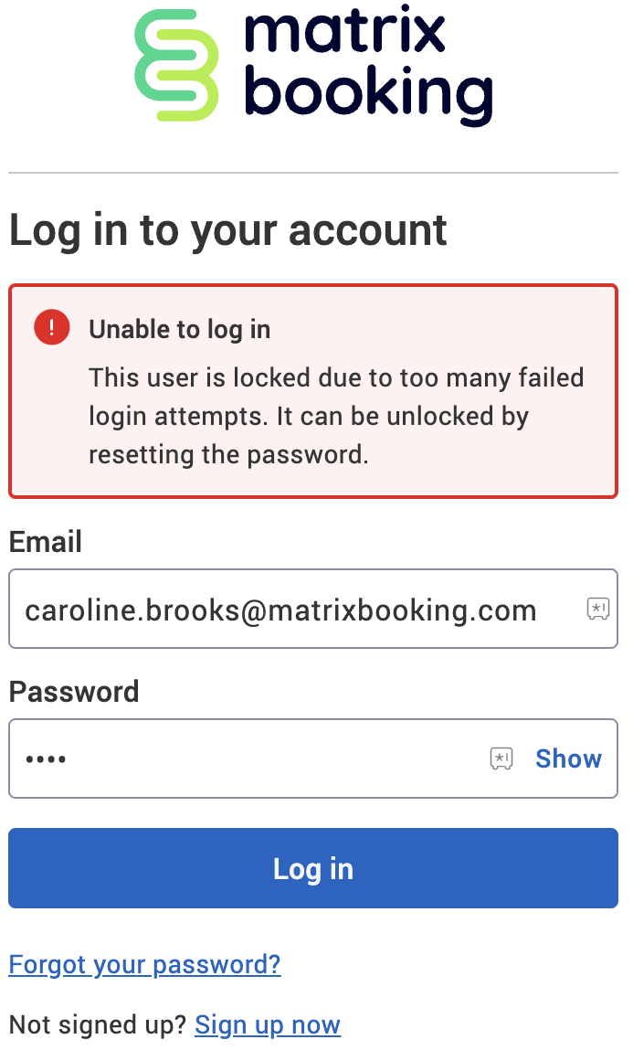 Too many failed login attempts error message on login page.