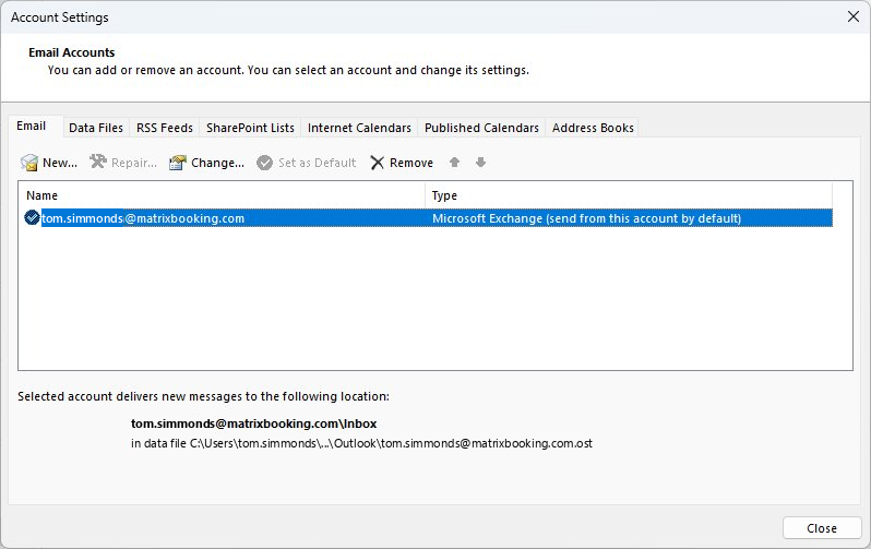 Account settings dialog.