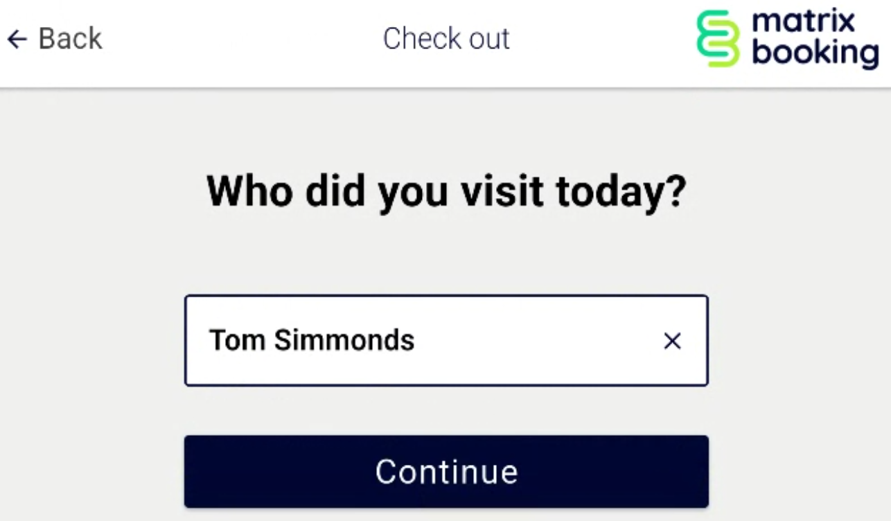 Welcome app who did you visit today screen.