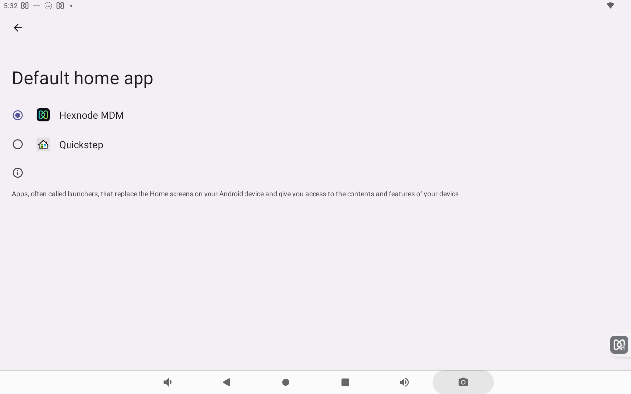 Default home app screen.