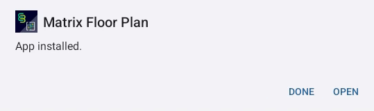 Floor plan app installed dialog.