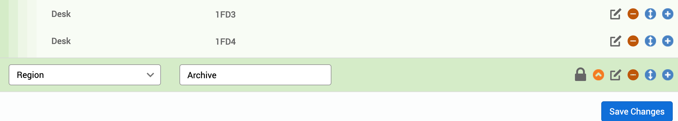 New region called archive added to the locations and resources hierarchy.