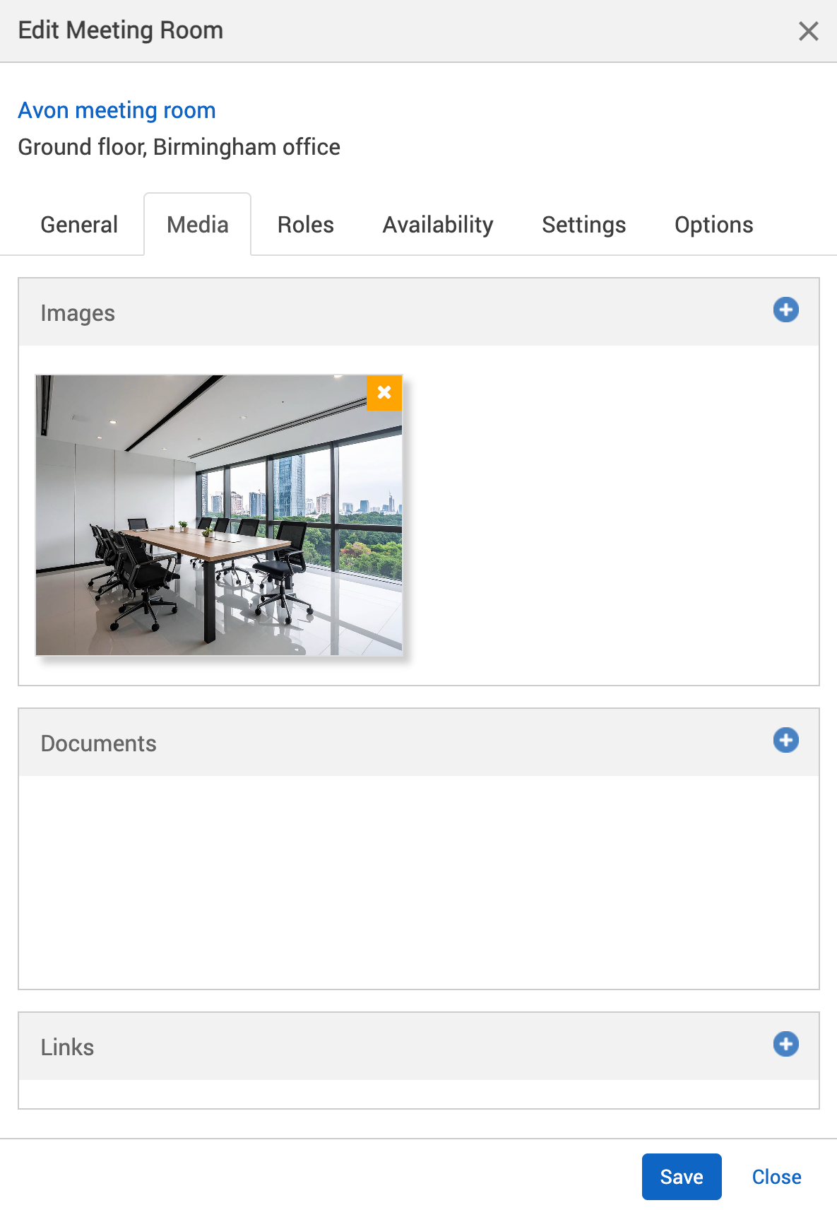 Edit meeting room with image of meeting room added.
