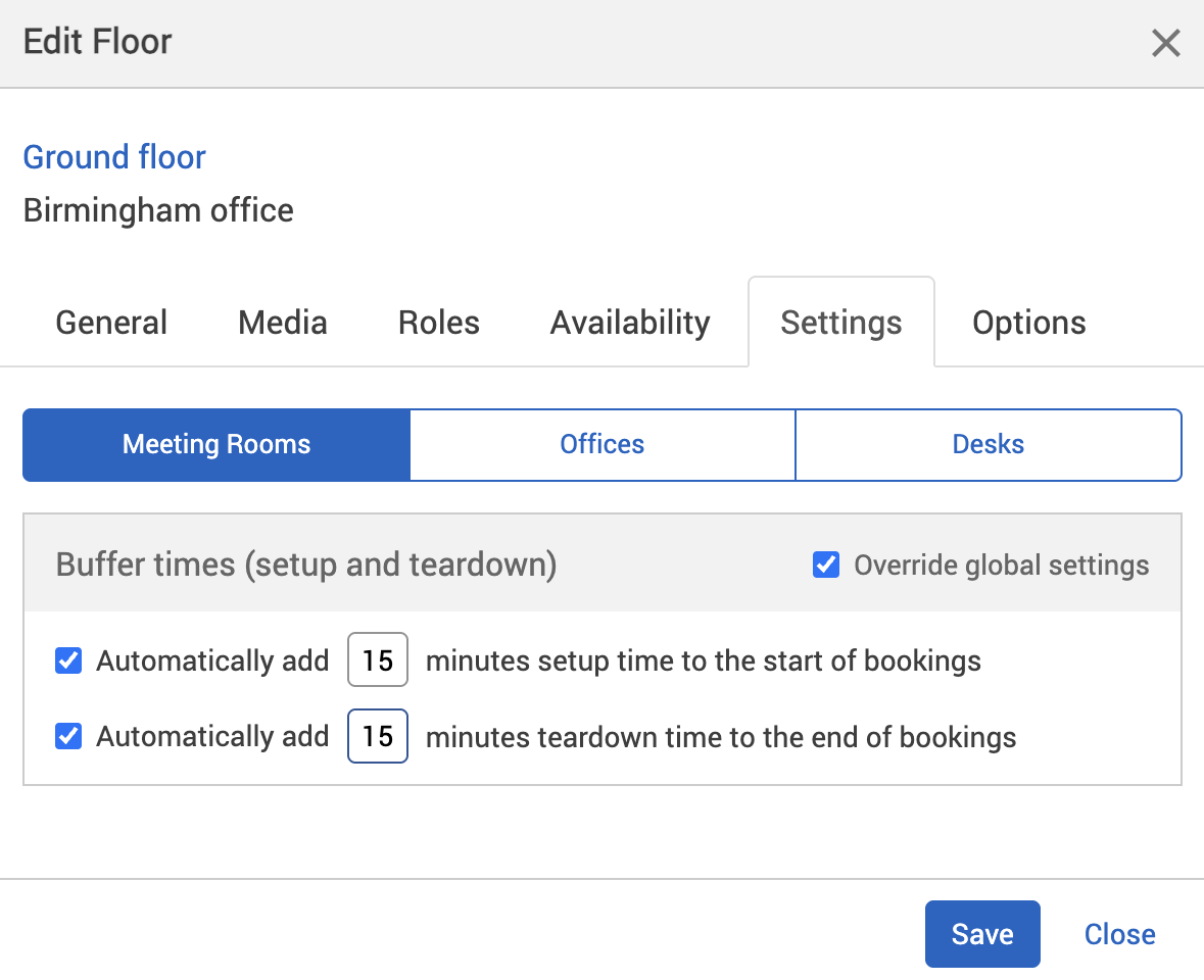 Butter times have been switched on in the settings tab of the edit location pop-up.