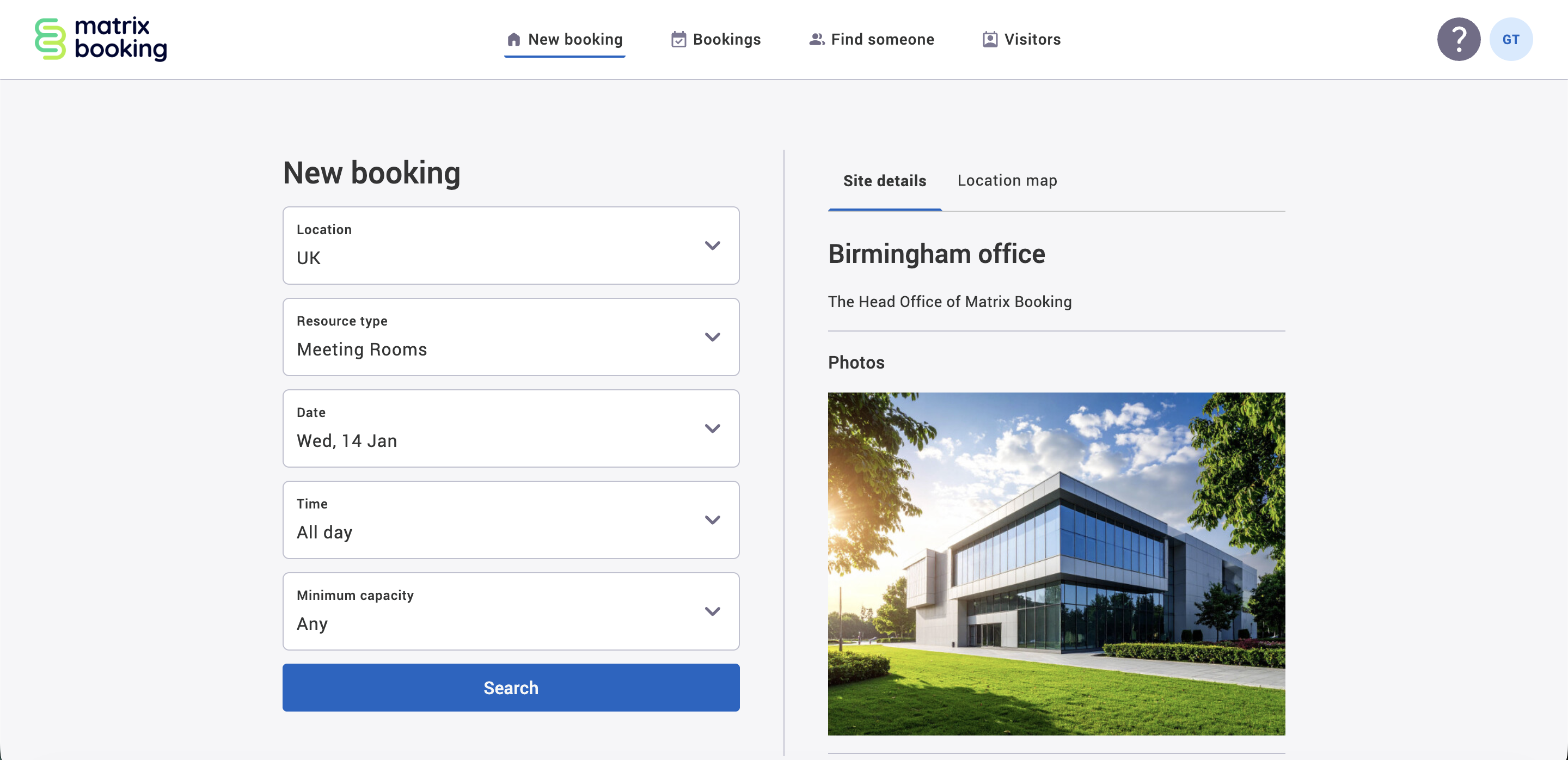The question mark button in Matrix Booking.