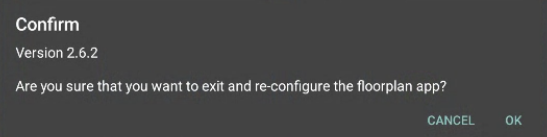 Reconfigure app dialog with version number shown.