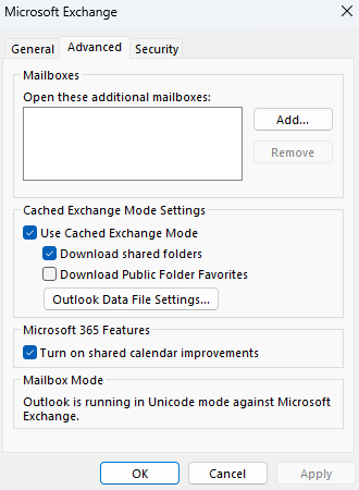 Microsoft Exchange dialog.