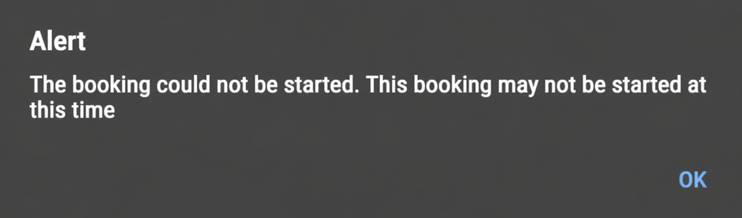 Error message stating that the booking couldn't be checked in to.