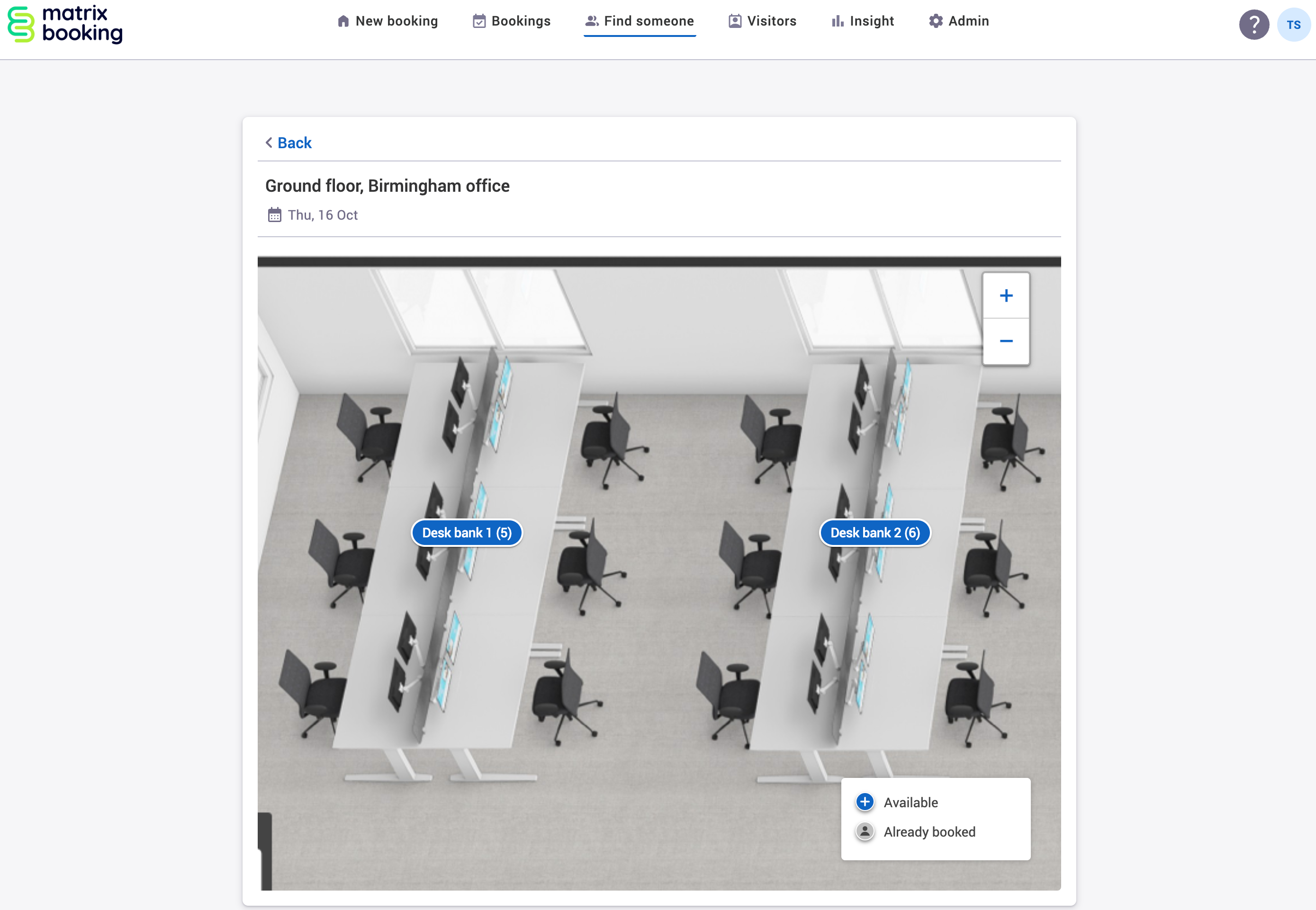 Floor plan view for the find someone feature.