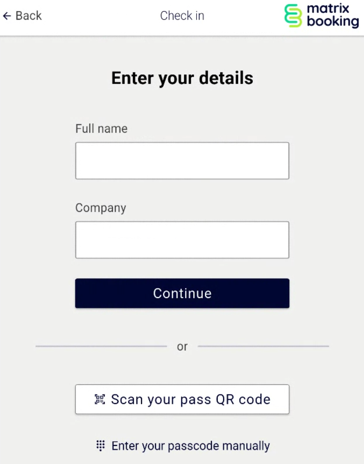 Welcome app enter your details screen.