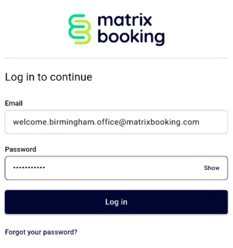 Welcome app login screen.