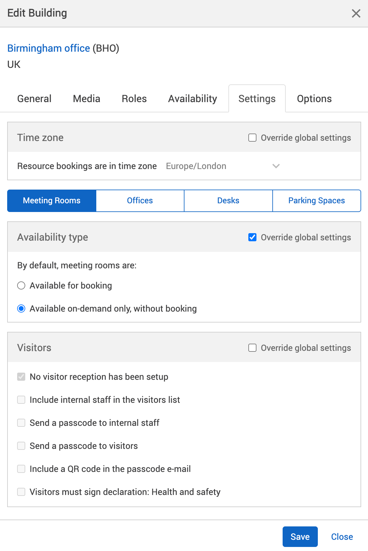 Available on-demand only setting switch on in the availability type section of the settings tab.