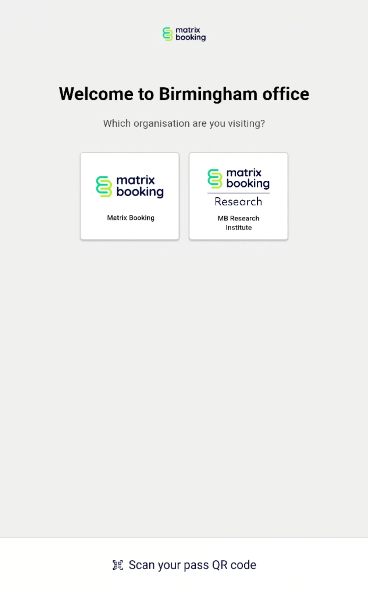 Welcome app home screen.