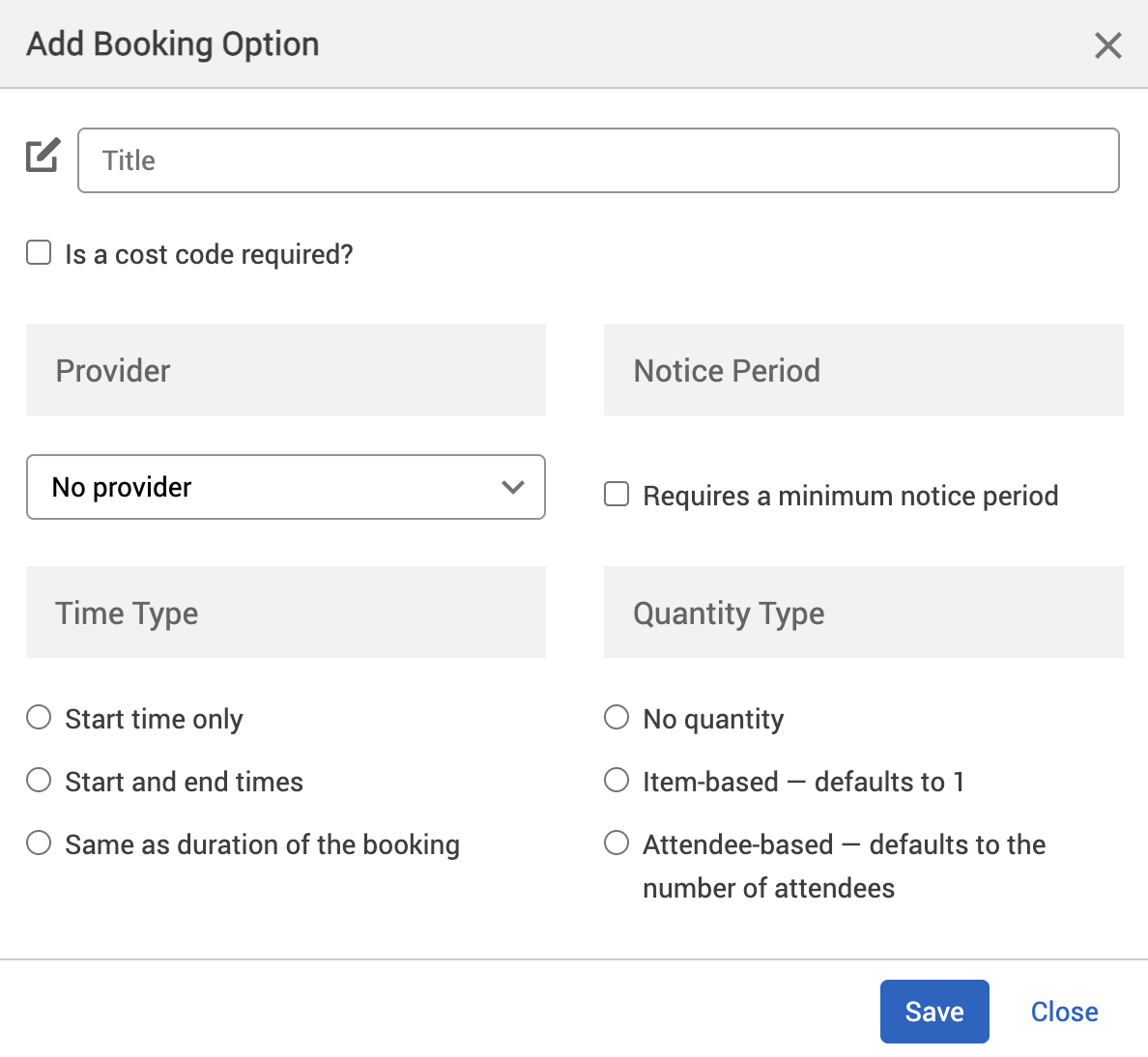 Add booking option pop-up.