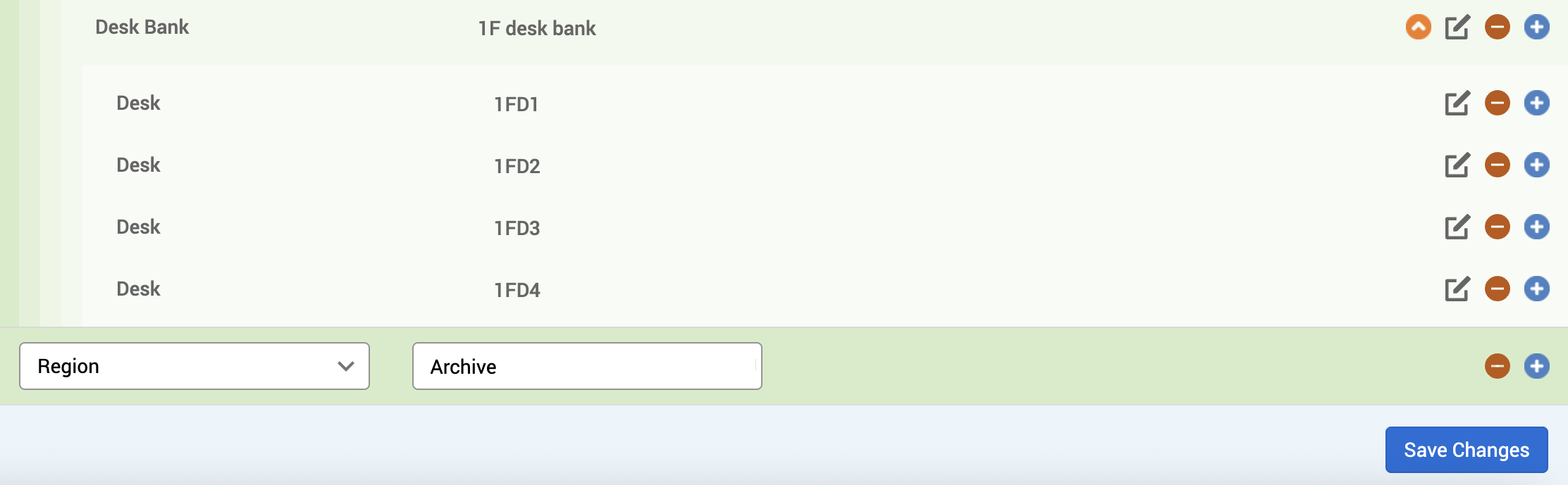 The Archive region added at the bottom of the Locations and resource hierarchy