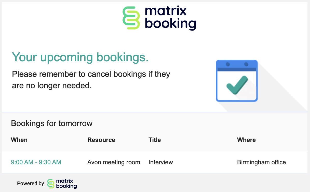 Reminder email example.