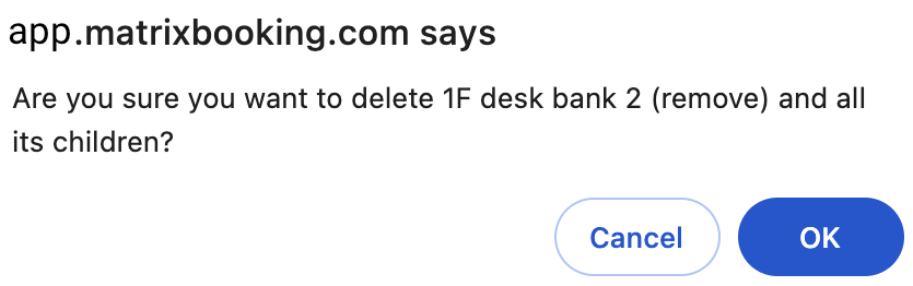 Location and its children deletion confirmation pop-up