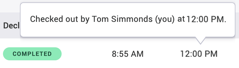 Hover over pop with example checkout message.