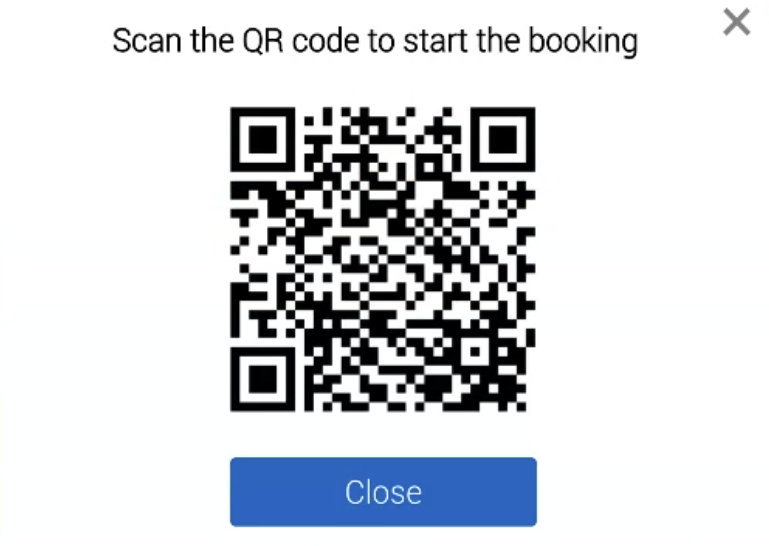 Signage app check-in QR code screen with an example QR code.