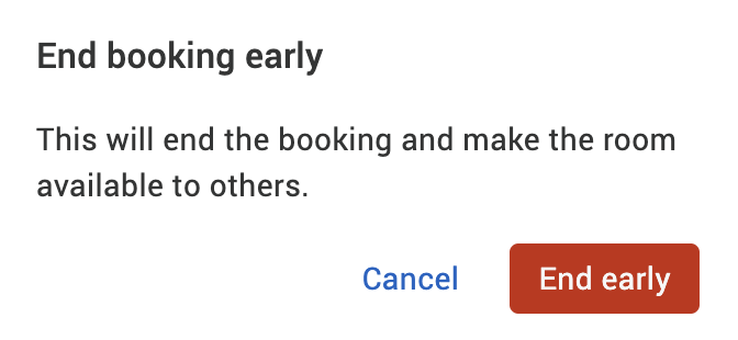 End booking early dialog.