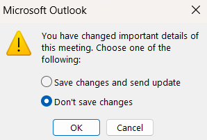 Microsoft Outlook warning dialog.