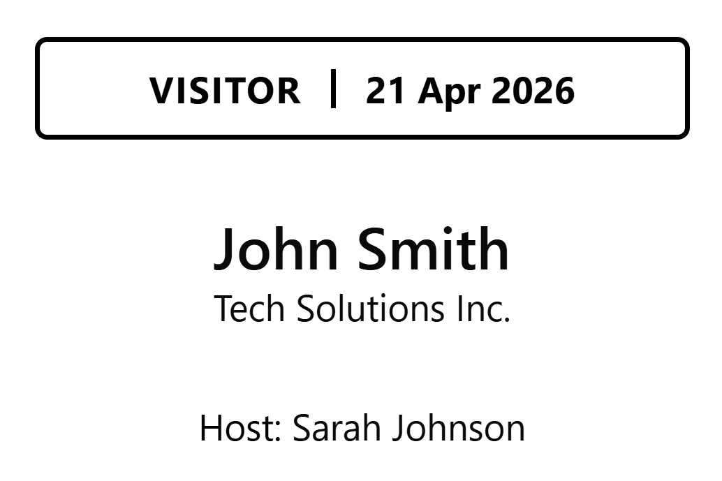 Printed visitor pass.