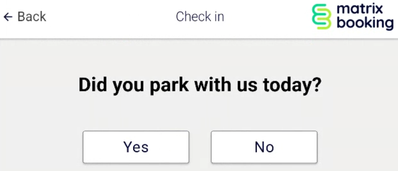 Welcome app did you park with us today screen.