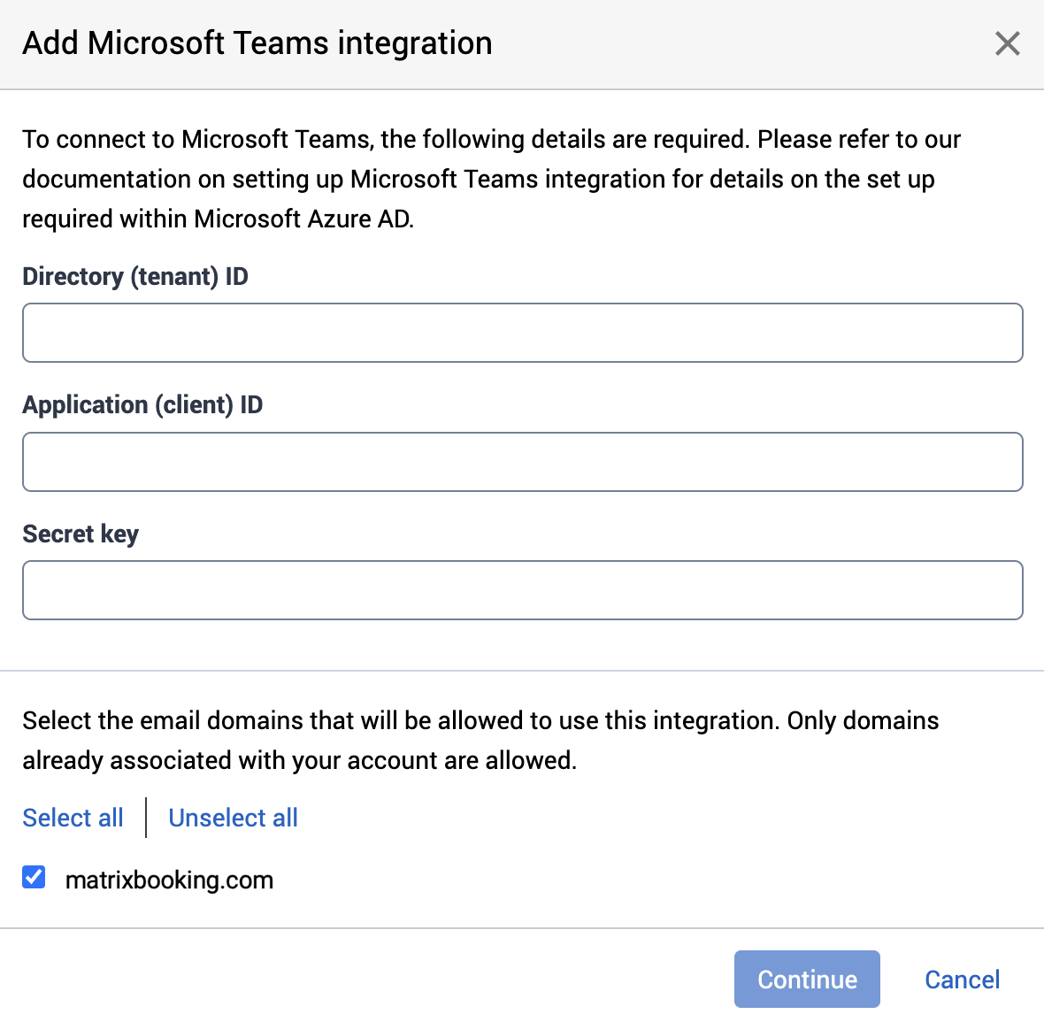 Add Microsoft Teams integration dialog in Matrix Booking.