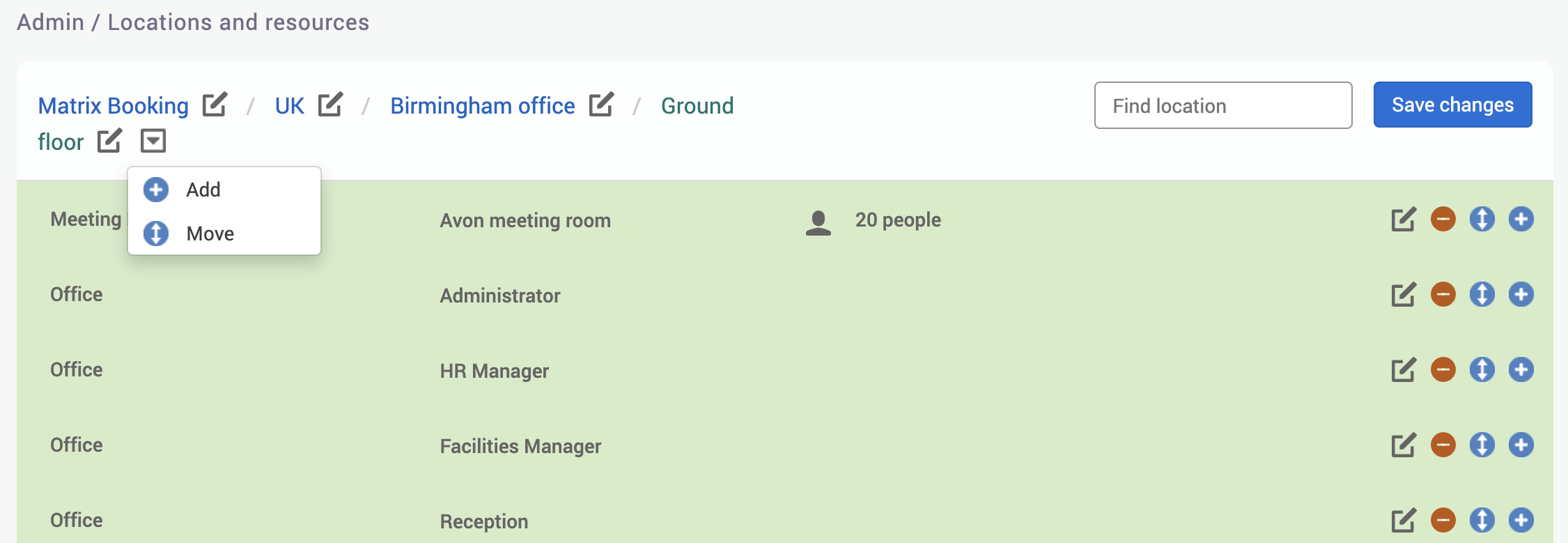 Dropdown with Add and Move buttons.
