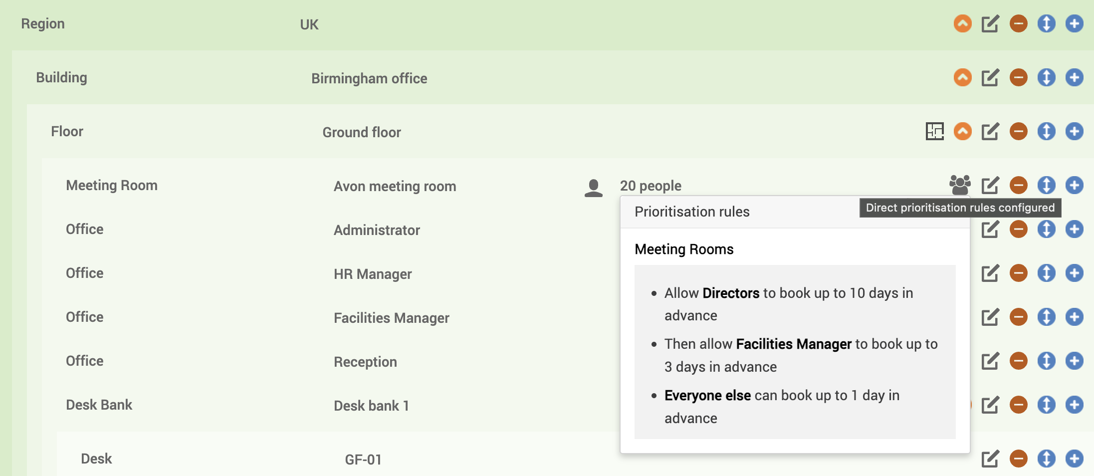 Prioritisation rules pop-up.